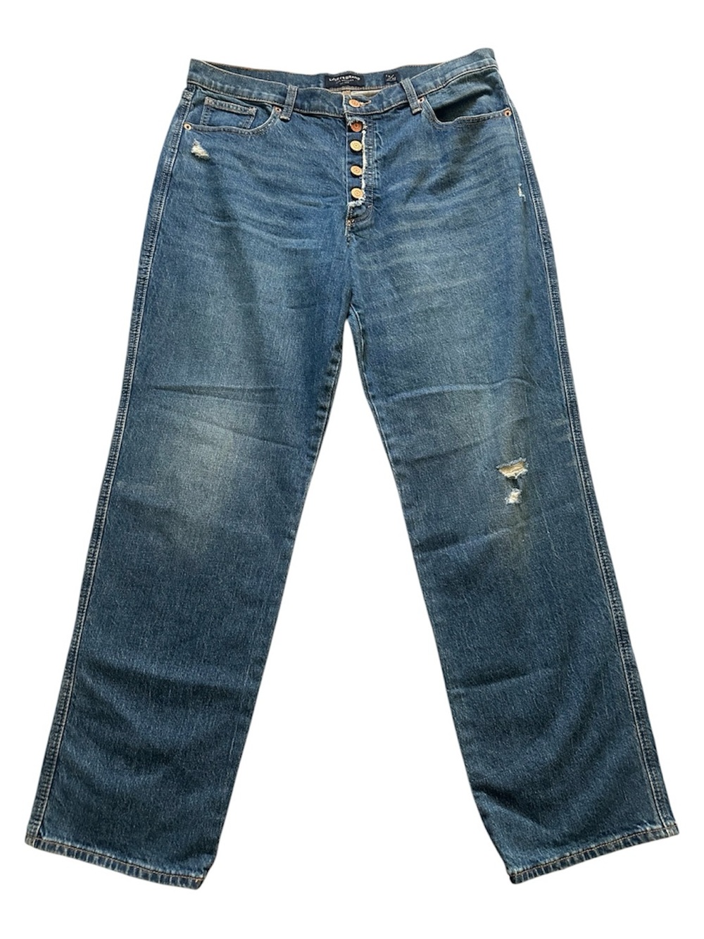 Lucky Brand exposed button-fly jeans mid rise straight women's size 14 NWT